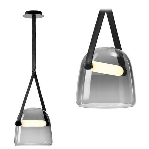 TOOLIGHT Viseća svjetiljks Sivo staklo s remenom crni APP617-1CP slika 1