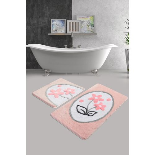 Ladure - Pink Multicolor Acrylic Bathmat Set (2 Pieces) slika 1