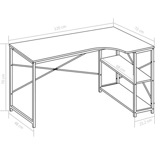 Stol za računalo bijeli i boja hrasta 120 x 72 x 70 cm slika 8