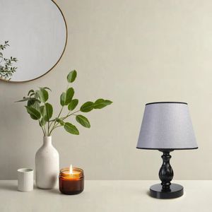 Olimpiyat Crni Pramit Hasir Gri Abajur Masa Lampa
