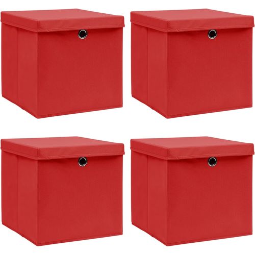 Kutije za pohranu s poklopcima 4 kom crvene 32x32x32 cm tkanina slika 13