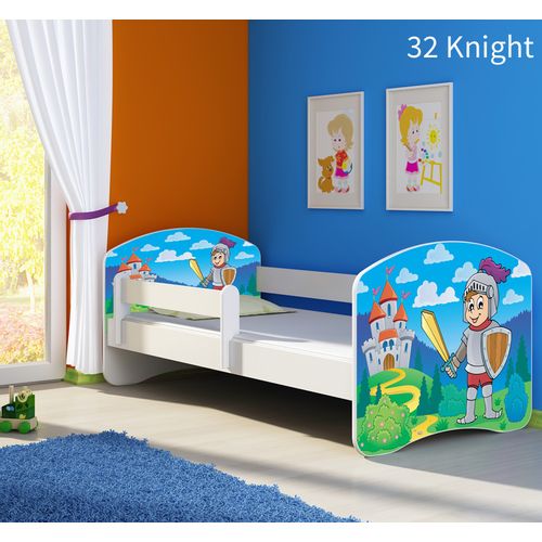 Dječji krevet ACMA s motivom, bočna bijela 140x70 cm - 32 Knight slika 1