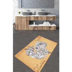 Vintage Roses Kupatilski Tepih (70 x 120 cm) - Žuto/Crno/Bijelo