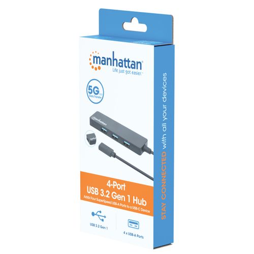 USB-C HUB 4port Manhattan 164924 3.2 G1/5Gbps/Crni slika 2