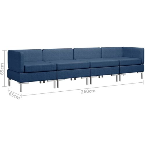 4-dijelni set sofa od tkanine plavi slika 24