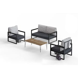 MTLKNP003 Grey 
Black  Garden Lounge Set