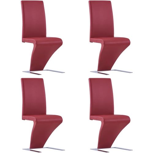 Blagovaonske stolice cik-cak oblika od umjetne kože 4 kom crvene slika 8