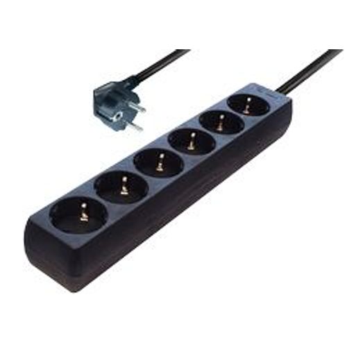 Transmedia 6-way power strip, 5,0 m cable, Black slika 1