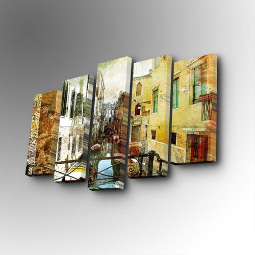 5PUC-130 Multicolor Decorative Canvas Painting (5 Pieces) slika 1