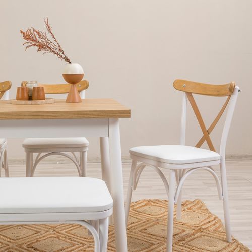 Woody Fashion Set stolova i stolica (6 komada), Bijela boja, OLV-SA-TK4 slika 3
