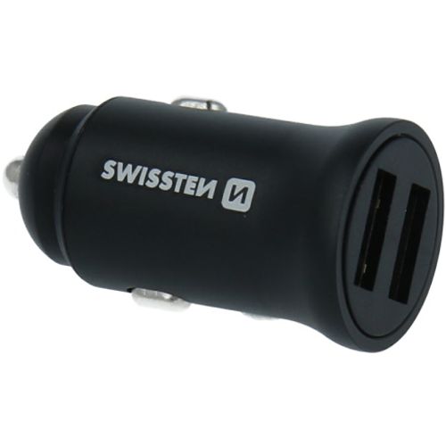 SWISSTEN punjač za auto, 2xUSB, 4.8A, 12-24V, metalic, crni slika 4