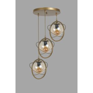 Nepal 3 Lü Tepsili Eskitme Bal Camlı Sarkıt Antique Chandelier