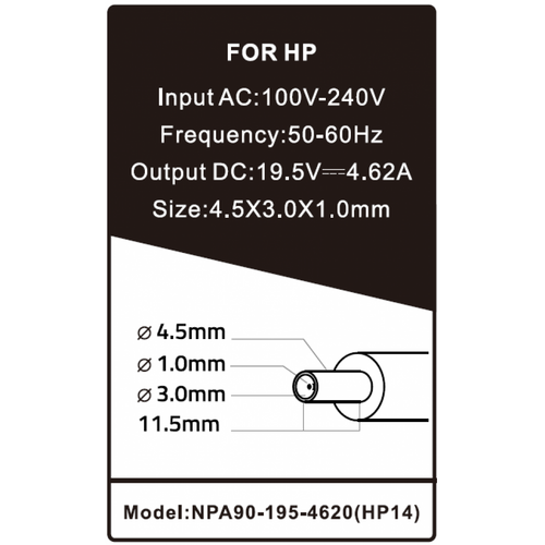NPA90-195-4620 (HP14) ** Gembird punjac za laptop 90W-19.5V-4.62A, 4.5x3.0mm blue PIN (1106) slika 2