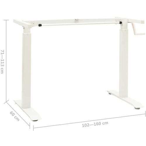 Podesivi okvir za radni stol s ručicom za rad stojeći bijeli slika 48