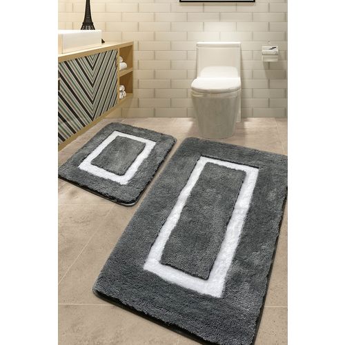 Quadrato Frame - Anthracite Anthracite Acrylic Bathmat Set (2 Pieces) slika 1