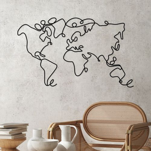 World Map Black Decorative Metal Wall Accessory slika 1