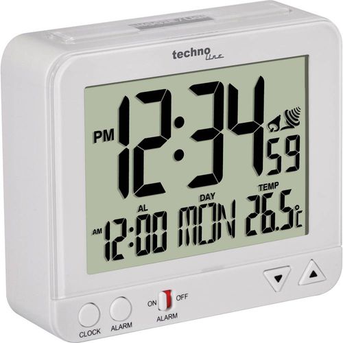 Techno Line  WT 195 WHITE  radijski  budilica  bijela  Vrijeme alarma 1    veliki zaslon slika 2