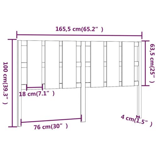 Uzglavlje za krevet boja meda 165,5x4x100 cm masivna borovina slika 6