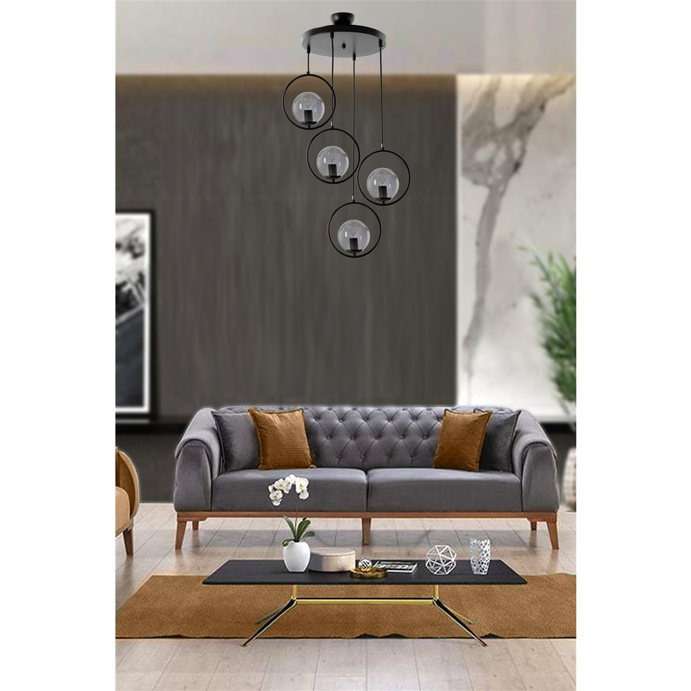Elegantni Crni Luster sa Füme Staklom i 4 Lü Tepsijom slika 1