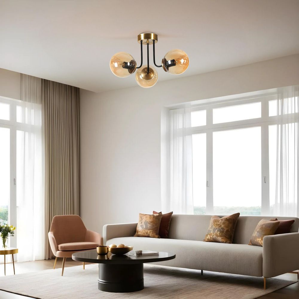Pablo 3 Lü Eskitme Bal Camlı Avize AmberGold slika 1