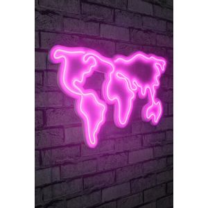 Wallity Ukrasna plastična LED rasvjeta, World Map - Pink