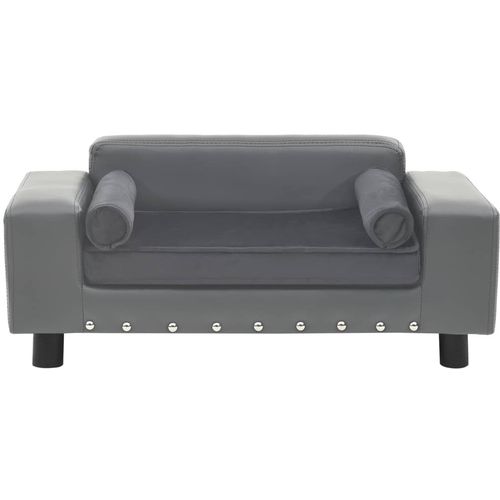 Sofa za pse siva 81 x 43 x 31 cm od pliša i umjetne kože slika 3