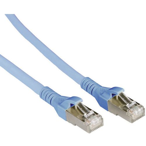 Metz Connect 1308453044-E RJ45 mrežni kabel, Patch kabel cat 6a S/FTP 3.00 m plava boja sa zaštitom za nosić 1 St. slika 1
