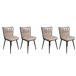 Kuşaklı-221 V4 Set Stolica u Krem i Crnoj (4 Komada)