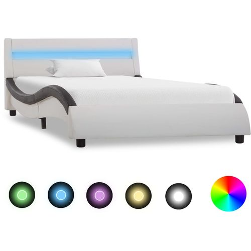 Okvir za krevet od umjetne kože LED bijelo-crni 100 x 200 cm slika 1