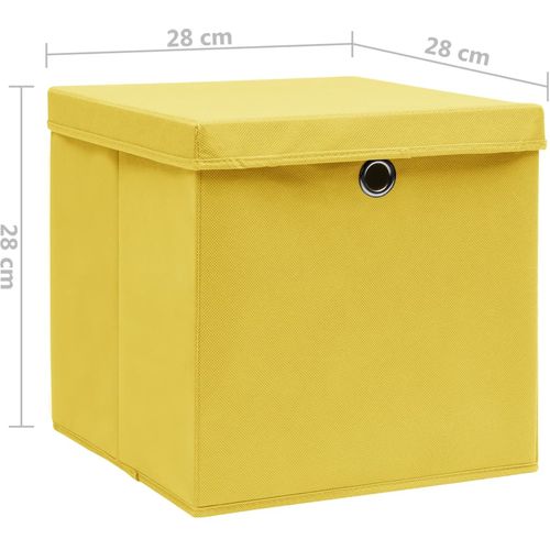 Kutije za pohranu s poklopcima 10 kom 28 x 28 x 28 cm žute slika 33