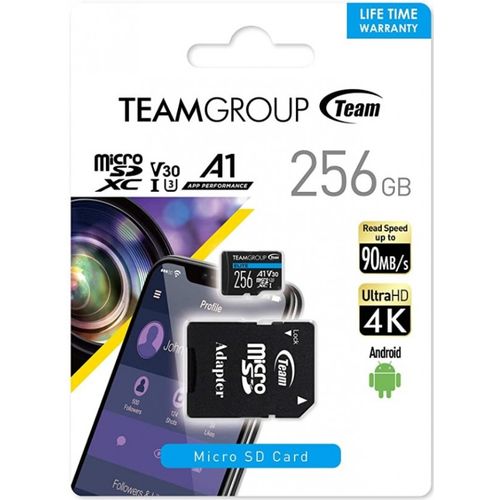 TeamGroup MICRO SDXC 256GB ELITE, UHS-I U3 V30 A1, 100/50MB/s +SD Adapter TEAUSDX256GIV30A103 slika 2