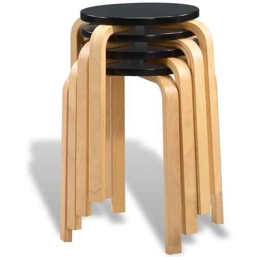 Barske stolice 4 kom od zaobljenog drva crne slika 19