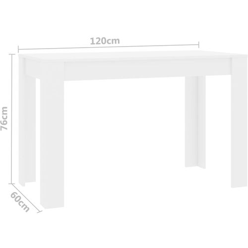 Blagovaonski stol visoki sjaj bijeli 120 x 60 x 76 cm iverica slika 6