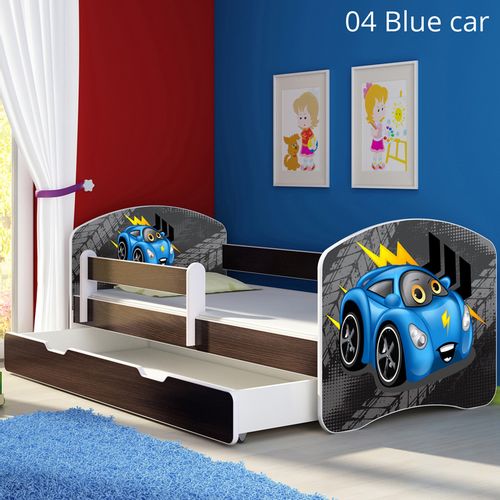 Dječji krevet ACMA s motivom, bočna wenge + ladica 160x80 cm 04-blue-car slika 1