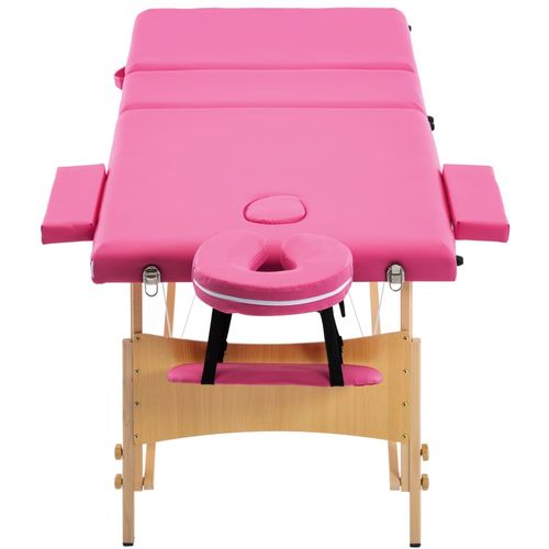 Sklopivi masažni stol s 3 zone drveni ružičasti slika 22