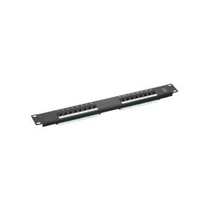 NaviaTec Cat6 Unshielded 16-Port Patch Panel, Black