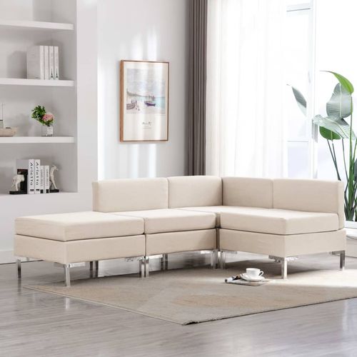 4-dijelni set sofa od tkanine krem slika 36