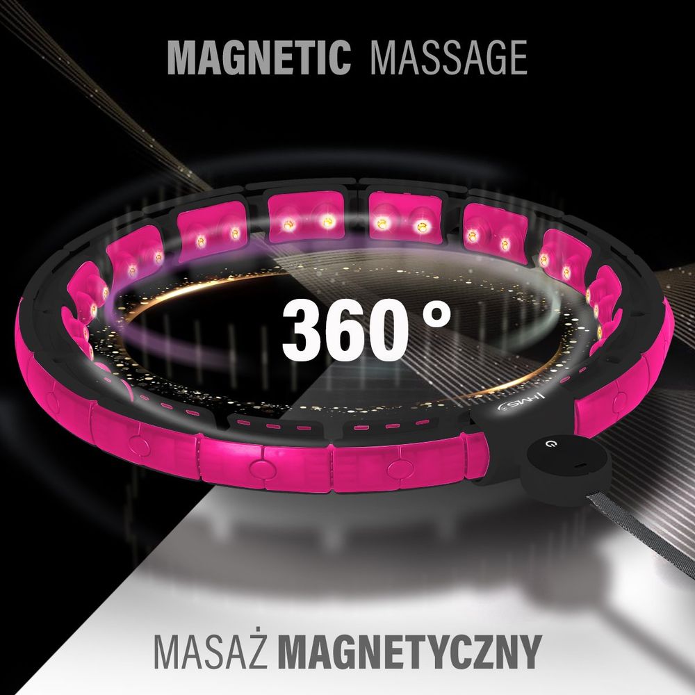 Hhm16 hula hoop crno/rozičasti magnetski s utegom + brojačem hms slika 3