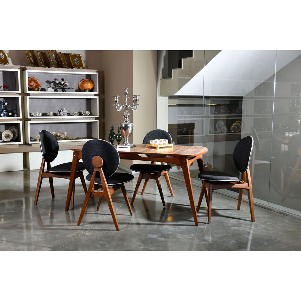 Touch Wooden - Set Stola i Stolica u Antracit Orahu (5 Komada) slika 1