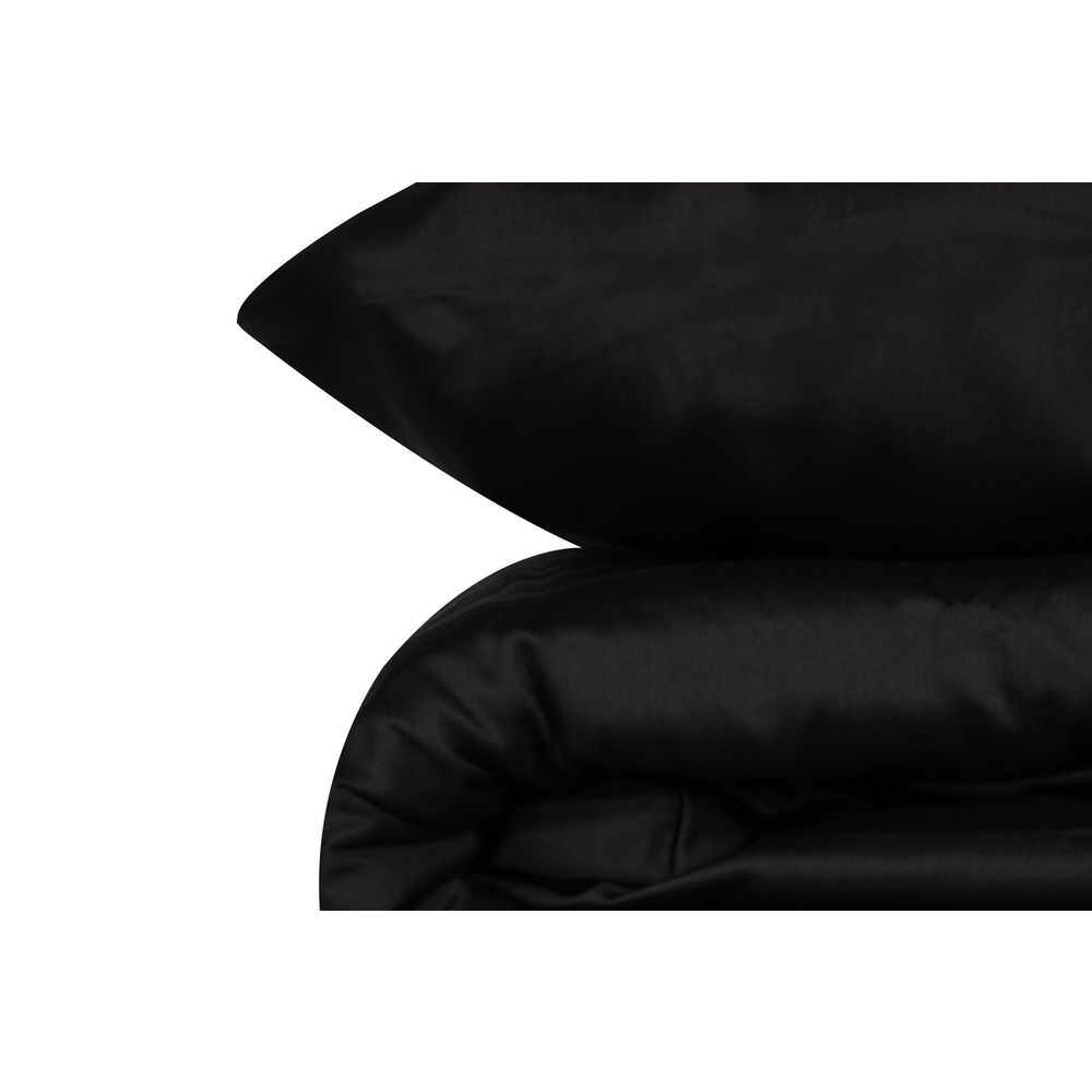 Elegantni Set Posteljine od Crnog Satena - Premium Dvostruki Pokrivač slika 4