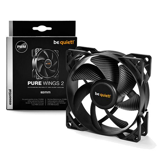 be quiet! BL038 Pure Wings 2 92mm PWM, 1900rpm, Noise level 19.6 dB,  4-pin PWM connector, Airflow (33.15 cfm / 56.02 m3/h) slika 1