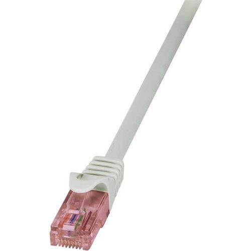 LogiLink CQ2092U RJ45 mrežni kabel, Patch kabel cat 6 U/UTP 10.00 m siva vatrostalan, sa zaštitom za nosić 1 St. slika 1