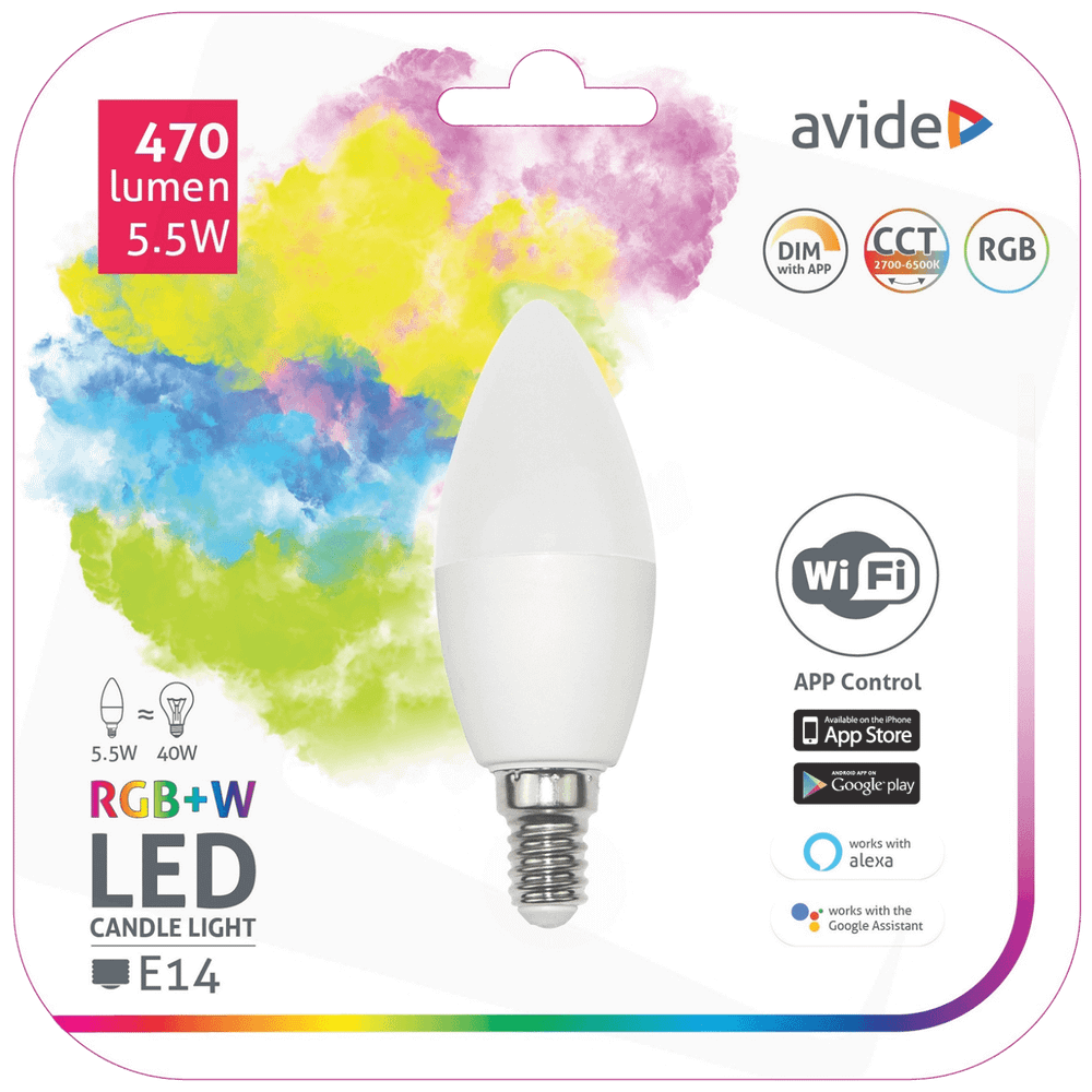 Avide Pametna sijalica, LED 5.5W, E14, RGB+W, WiFi - Smart LED Candle 5.5W WiFi slika 1