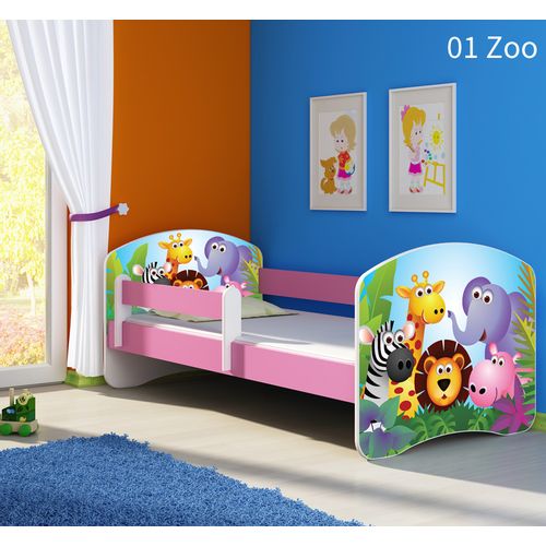 Dječji krevet ACMA s motivom, bočna roza 180x80 cm slika 1