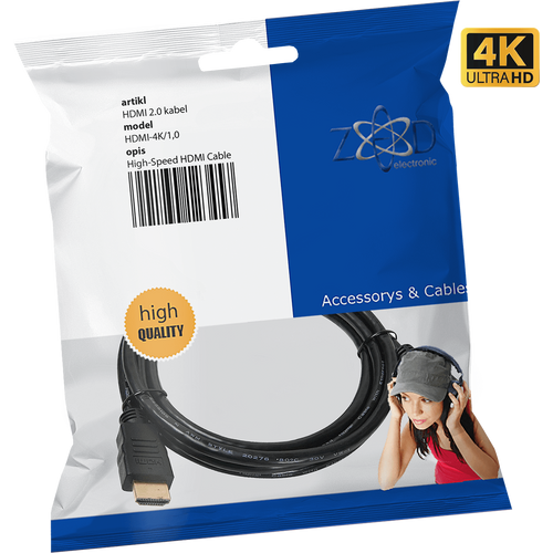 ZED electronic HDMI 2.0 kabl, 4K, dužina 1,0 met. - HDMI-4K/1,0 slika 1