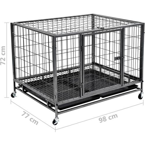 Izdržljivi kavez za pse s kotačima čelični 98 x 72 x 77 cm slika 9