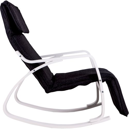 Stolica za ljuljanje s osloncom za noge crno - bijela slika 4