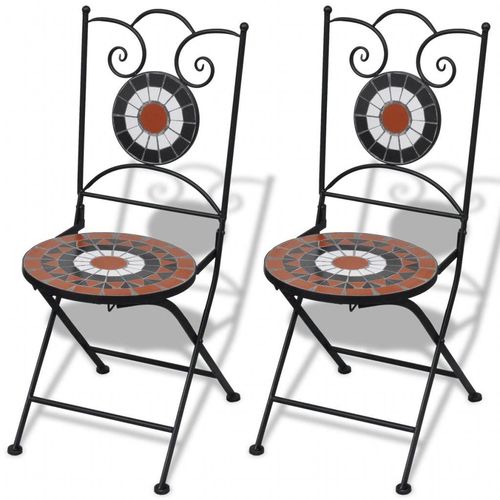 Sklopive bistro stolice 2 kom keramičke terakota-bijele slika 2