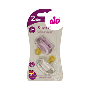 nip® Duda varalica Cherry 6m+ (veličina 2) - Latex, 2kom Roza/Bež
