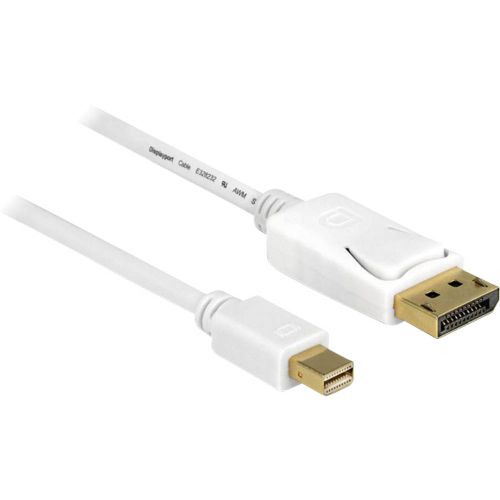 Delock Mini-DisplayPort / DisplayPort adapterski kabel Mini DisplayPort utikač, DisplayPort utikač 5.00 m bijela 83484 pozlaćeni kontakti DisplayPort kabel slika 1